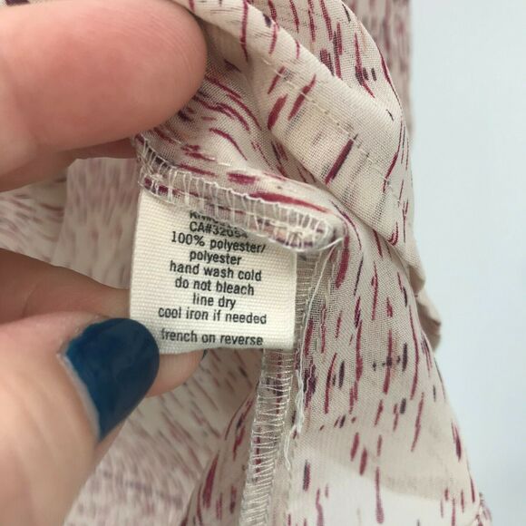 UO Pins & Needles Top Womens Medium Pink Ivory V Neck Smocked Button Down - Picture 5 of 9